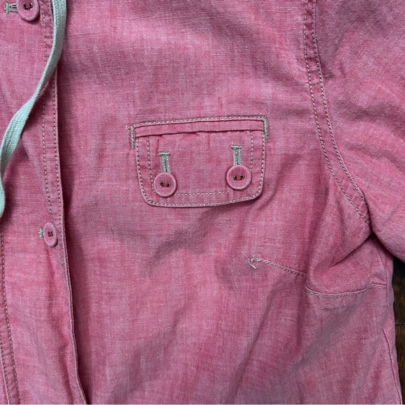J. Jill Pink Hooded 100% Cotton Chambray Jacket, Size Small - Picture 12 of 15